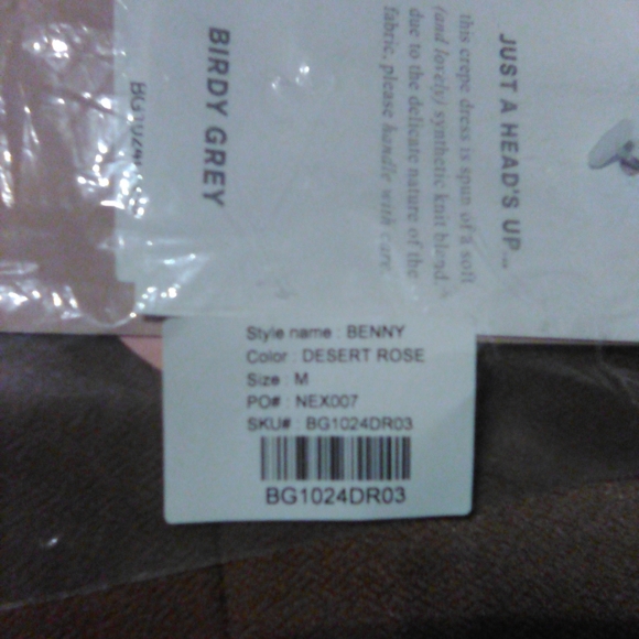 NWT BIRDY-GREY BENNY CREPE DRESS, (Color DESERT ROSE) - Picture 8 of 11